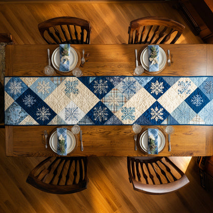 Snowflake Blue Block Quilted Table Runner NCU0HNH749