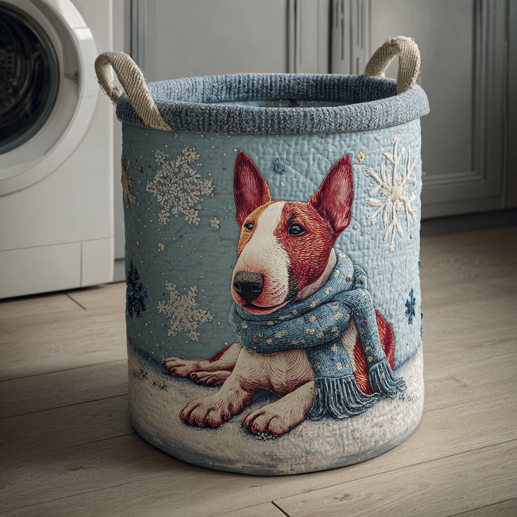 Snowflake Bull Terrier Quilted Laundry Basket NCU0HNH644
