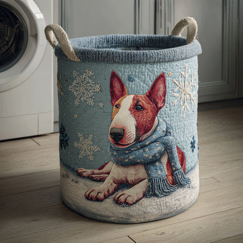 Snowflake Bull Terrier Quilted Laundry Basket NCU0HNH644