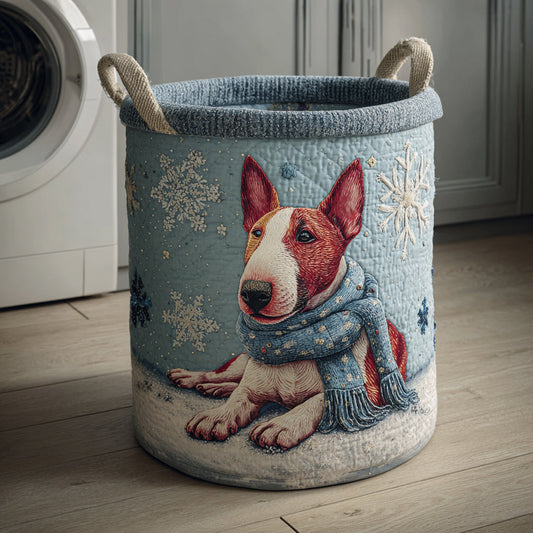 Snowflake Bull Terrier Quilted Laundry Basket NCU0HNH644
