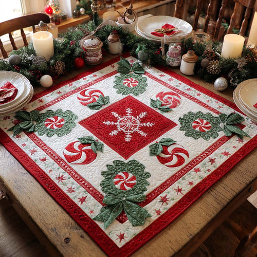 Snowflake Candy Charm Quilted Table Topper NCU0NXD203