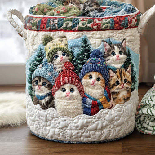 Snowflake Cat Quilted Laundry Basket NCU0NNT2213