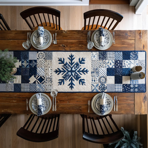 Snowflake Frosty Night Quilted Table Runner NCU0HNH750