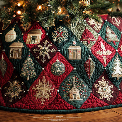 Snowflake Horizon Christmas Quilted Tree Skirt NCU0NTD1049