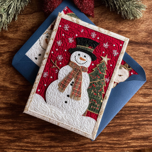 Snowflake Kiss Quilted Fabric Postcard NCU0PTT2304
