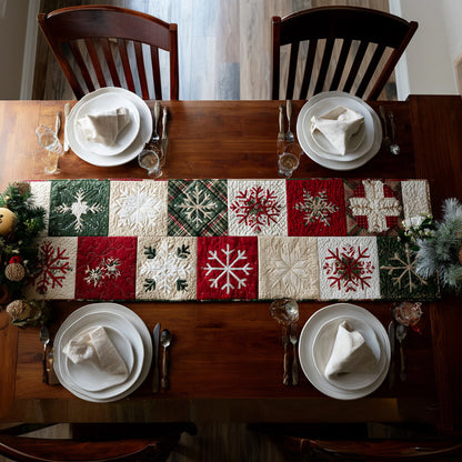 Snowflake Log Cabin Quilted Table Runner NCU0HNH751