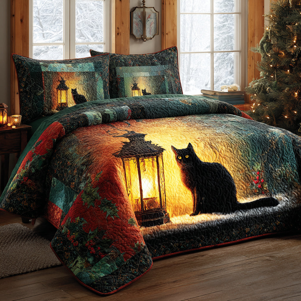 Snowflake Whiskers 3-Piece Quilted Bedding Set NCU0DV1303