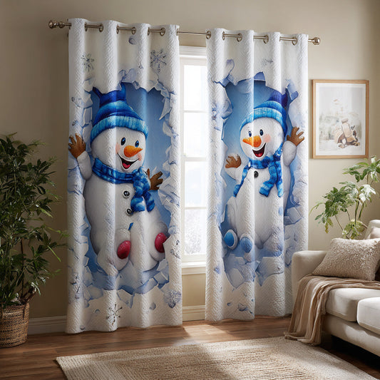 Snowland Cheer Snowman Quilted Curtains NCU0NTD984