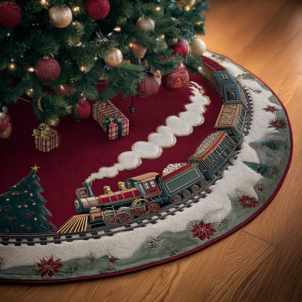 Snowland Ride Christmas Quilted Tree Skirt NCU0DDK1844