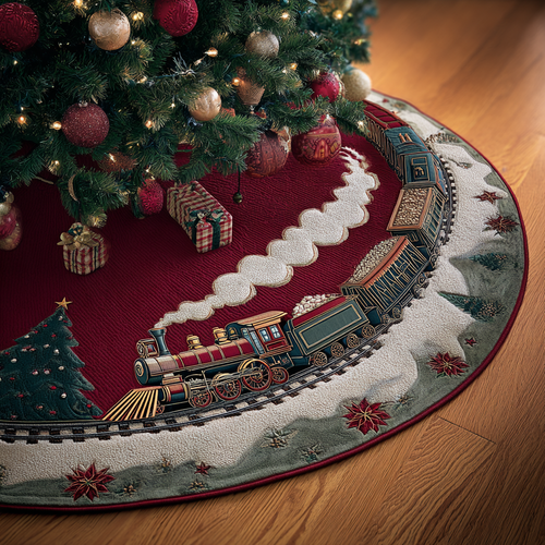 Snowland Ride Christmas Quilted Tree Skirt NCU0DDK1844