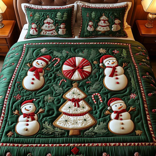 Snowman Cheer 3-Piece Quilted Bedding Set NCU0NNT070