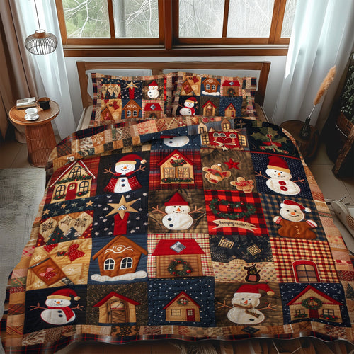 Snowman Jubilee 3-Piece Quilted Bedding Set NCU0TH944