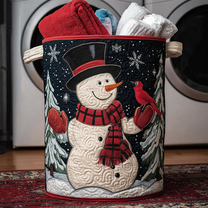 Snowman Birdie Love Quilted Laundry Basket NCU0TH3171