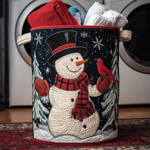 Snowman Birdie Love Quilted Laundry Basket NCU0TH3171