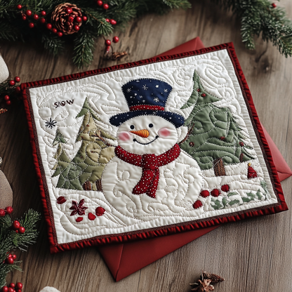 Snowman Cheer Quilted Fabric Postcard NCU0DDK1886