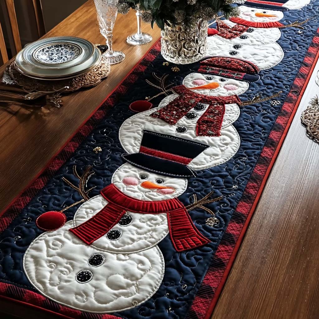 Snowman Cheer Quilted Table Runner NCU0NNT2588