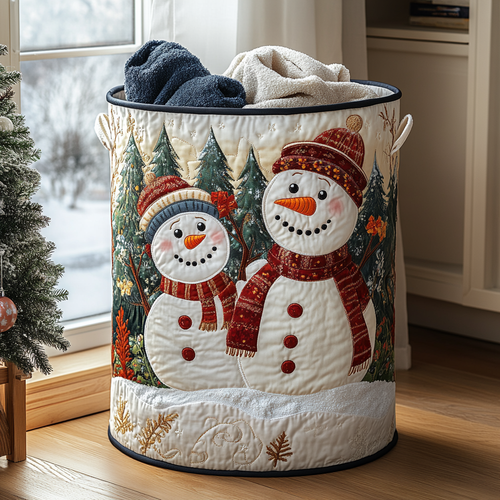 Snowman Delight Quilted Laundry Basket NCU0DDK1273