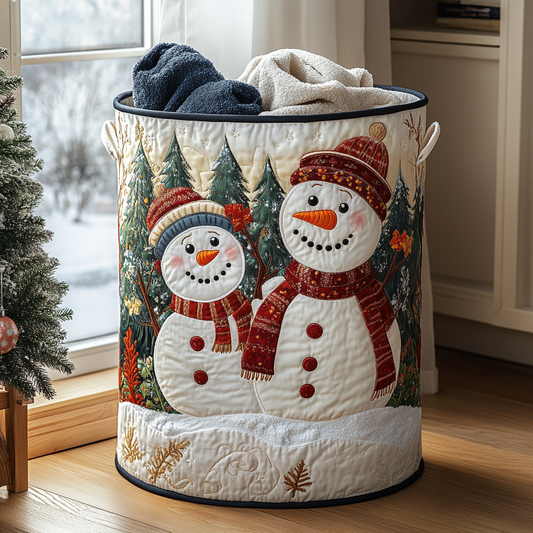 Snowman Delight Quilted Laundry Basket NCU0DDK1273