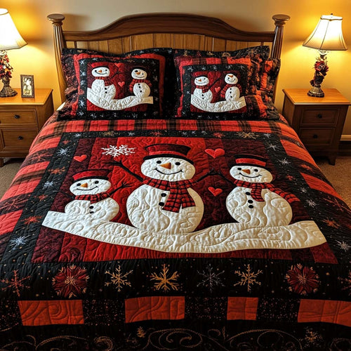 Snowman Family 3-Piece Quilted bedding Set NCU0NNT1704