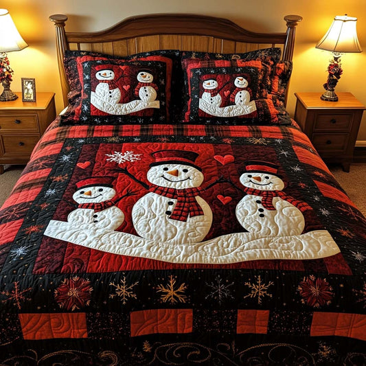 Snowman Family 3-Piece Quilted bedding Set NCU0NNT1704