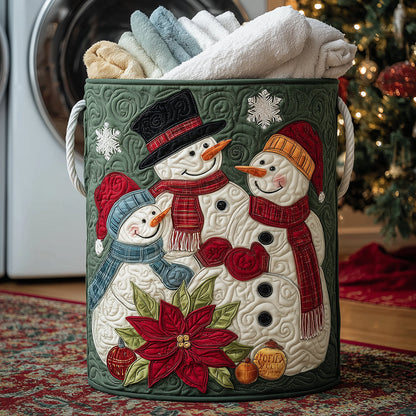 Snowman Family Time Quilted Laundry Basket NCU0TH3186
