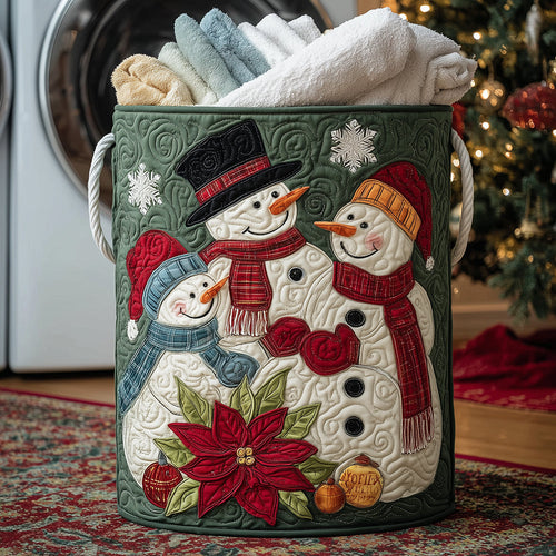 Snowman Family Time Quilted Laundry Basket NCU0TH3186