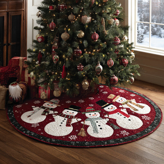 Snowman Glow Christmas Quilted Tree Skirt NCU0DV1413