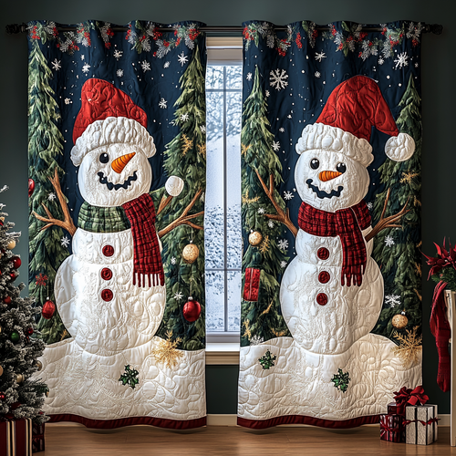 Snowman Glow Quilted Curtains NCU0DDK1724