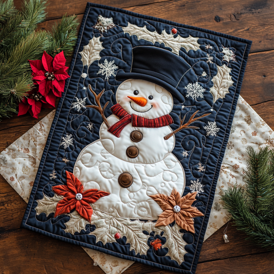 Snowman Glow Quilted Fabric Postcard NCU0DDK1891