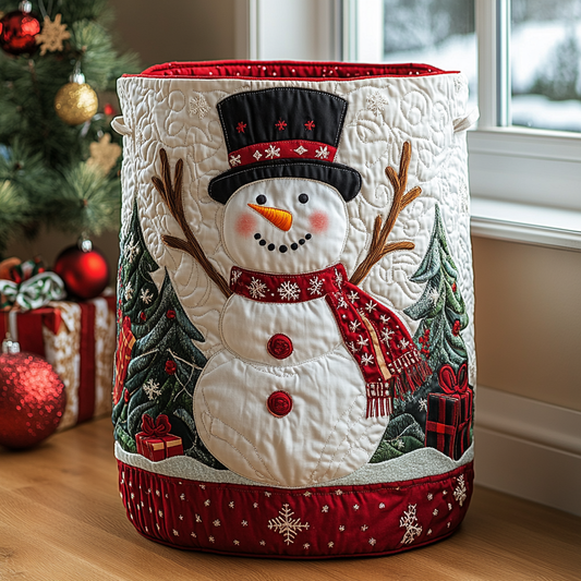 Snowman Glow Quilted Laundry Basket NCU0DDK1068