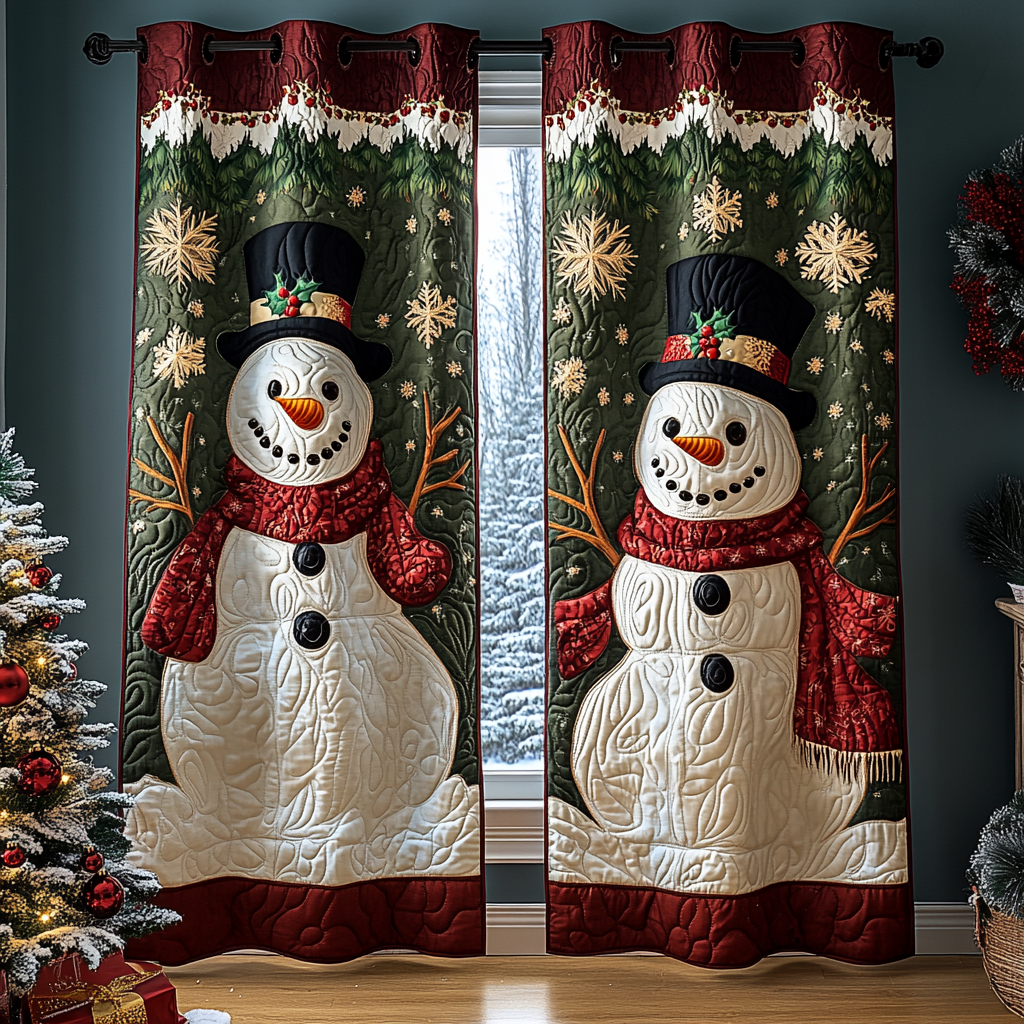 Snowman Harmony Quilted Curtains NCU0DDK1721