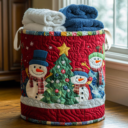 Snowman Haven Quilted Laundry Basket NCU0NNL106