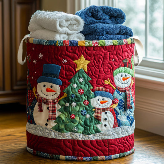 Snowman Haven Quilted Laundry Basket NCU0NNL106