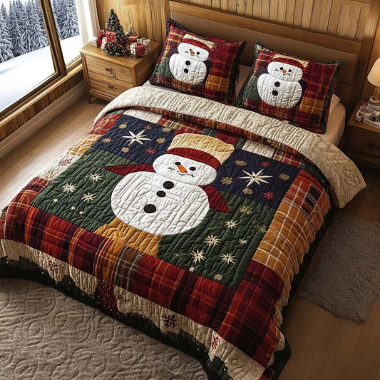 Snowman Holiday 3-Piece Quilted Bedding Set NCU0DQQ045