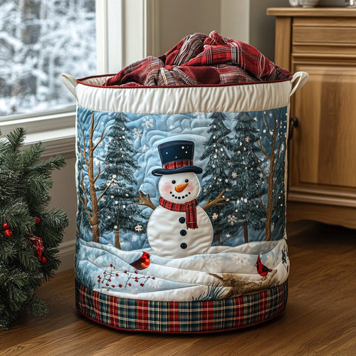 Snowman Holiday Magic Quilted Laundry Basket NCU0DV831