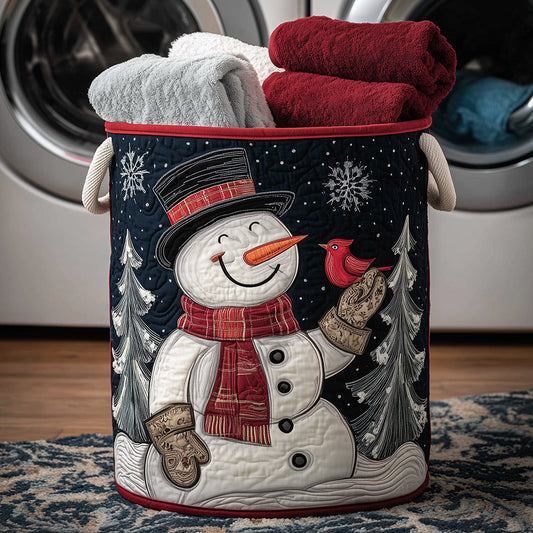 Snowman Joy Carrier Quilted Laundry Basket NCU0TH3172