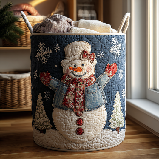 Snowman Joy Quilted Laundry Basket NCU0DDK1271