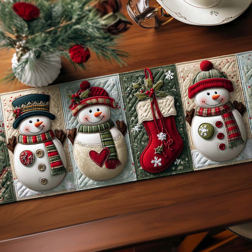 Snowman Joy Quilted Table Runner NCU0NNT1791