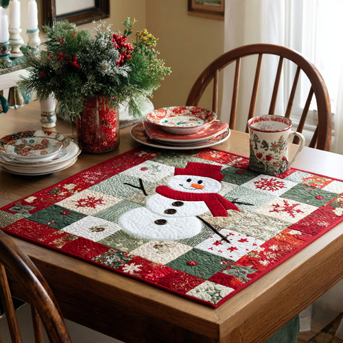 Snowman Joy Quilted Table Topper NCU0DDK1246
