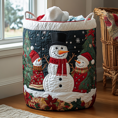 Snowman Magic Quilted Laundry Basket NCU0DDK1069