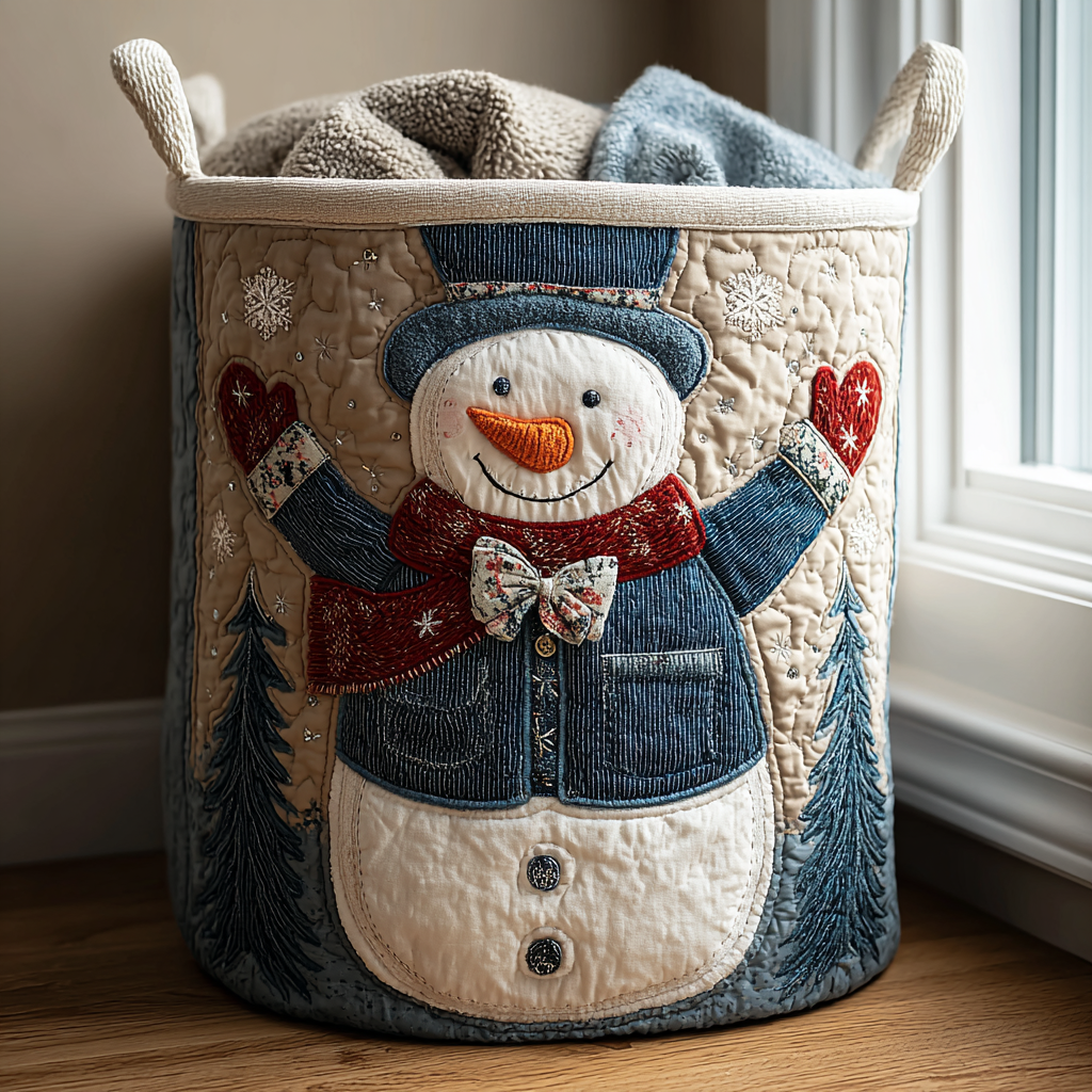 Snowman Magic Quilted Laundry Basket NCU0DDK1272 – Quiltnest