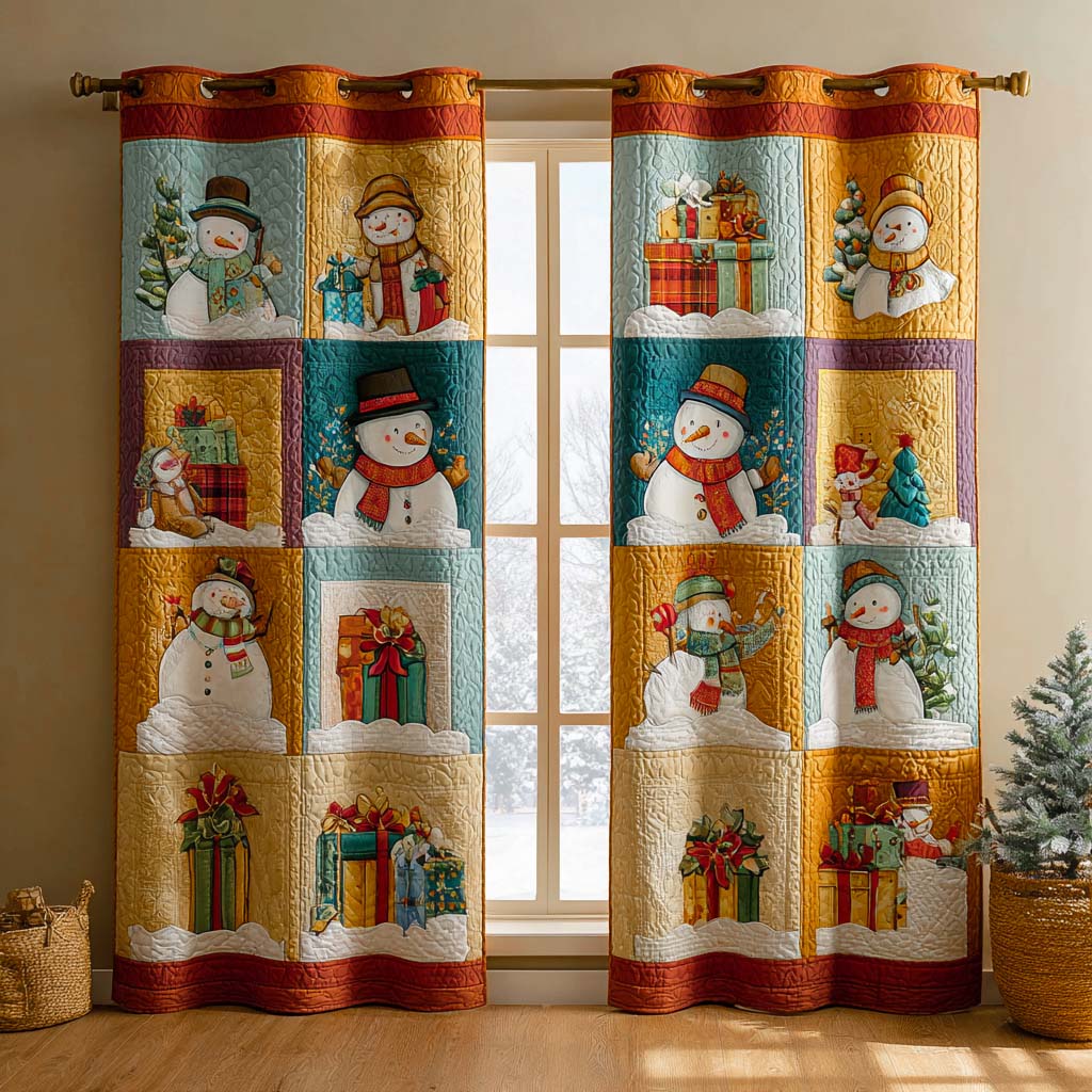 Snowman Parade Quilted Curtains NCU0NXD897