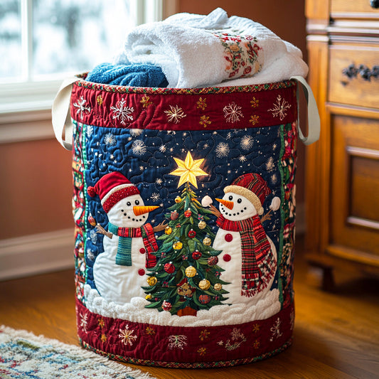 Snowman Smile Quilted Laundry Basket NCU0NNL105