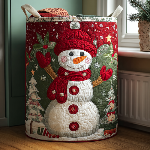 Snowman Spirit Quilted Laundry Basket NCU0DDK1277