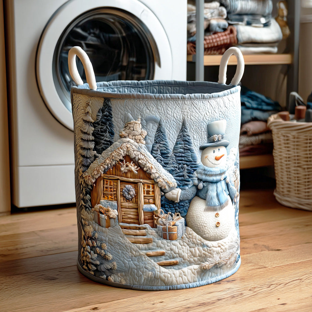 Snowman Winter Light Quilted Laundry Basket NCU0NTD1092