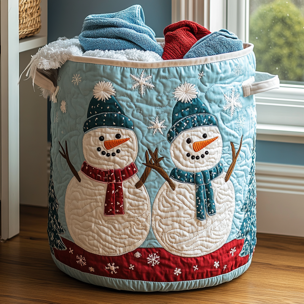 Snowman Wonder Quilted Laundry Basket NCU0DDK1070