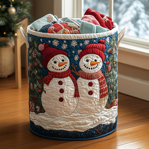 Snowman Wonder Quilted Laundry Basket NCU0DDK1275