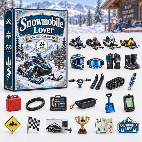 CHRISTMAS KICKOFF 40% OFF - Snowmobile Lover Advent Calendar 2026 - 24-Day Festive Countdown, Acrylic Charms Blind Box - Gift For Outdoor Hobby Lovers AC0HA269