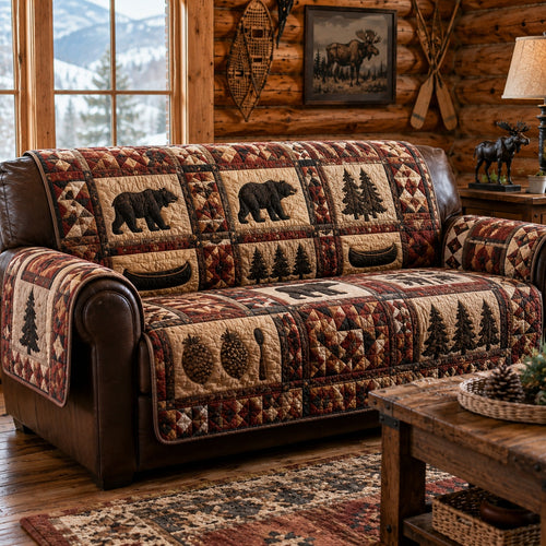Snowshoe Pine Trek Quilted Sofa Cover NCU0PVL1062
