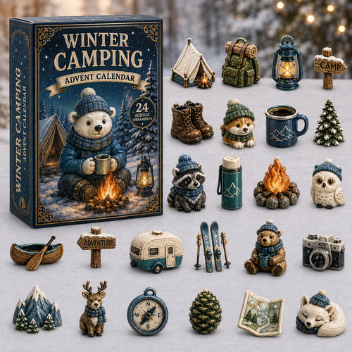 CHRISTMAS KICKOFF 40% OFF - Snowy Camp Advent Calendar 2026 - 24-Day Festive Countdown, Acrylic Charms Blind Box - Gift For Campers